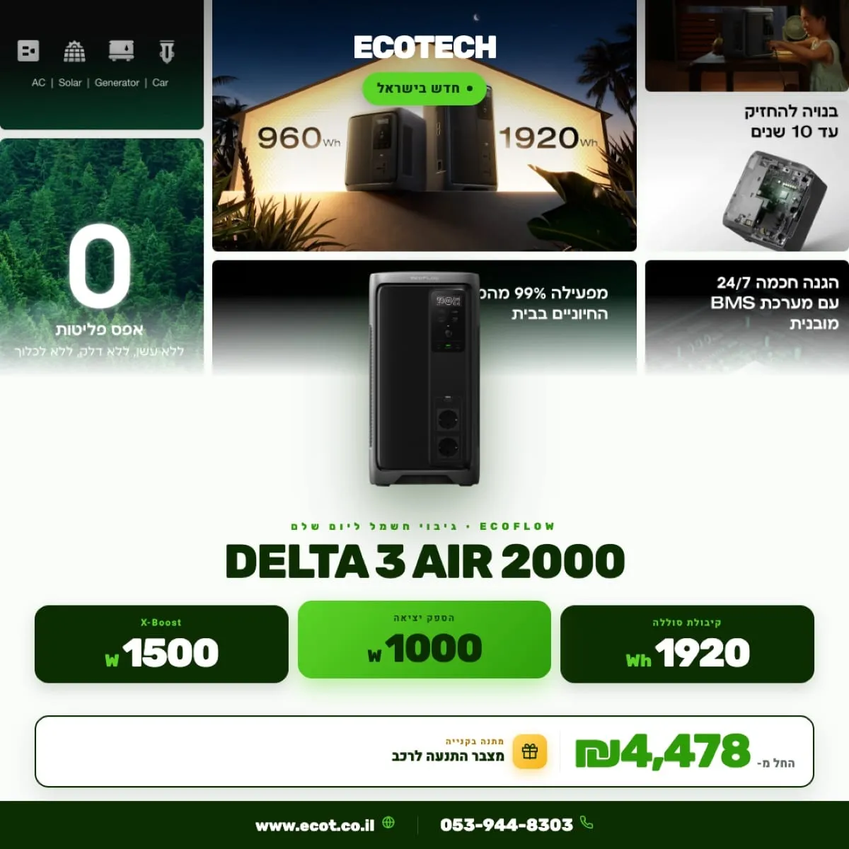תחנת כח ניידת ECOFLOW DELTA AIR 2000