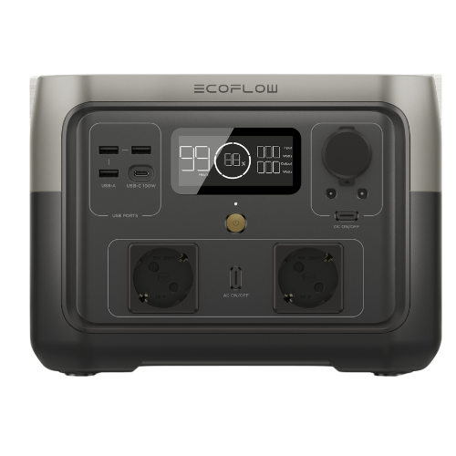 תחנת כח ניידת 2 ECOFLOW RIVER MAX דגם חדש LIFEPO4  קיבולת 0.512Kwh -הספק 0.5-1KW  טעינה מהירה
